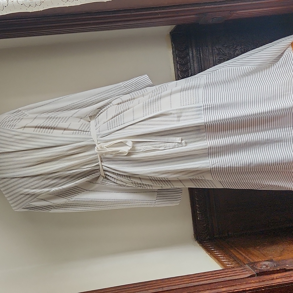 ZARA Cream/BLK 3/4 Sleeve V-Neck Kaftan -L - Picture 3 of 6